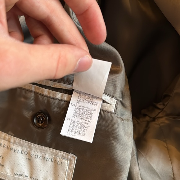 Brunello Cucinelli mens 46 green zip up button snap cotton blend light jacket - Picture 9 of 12